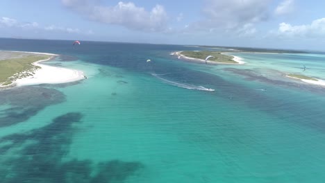los roques venezuela -caribbean-sea-fantastic-landscape  kitesuf in  clear crystal water, from drone