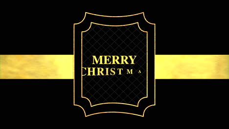 modern merry christmas text in gold frame on black gradient