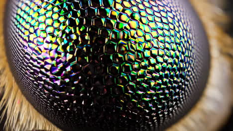 close-up of an insect's iridescent compound eye