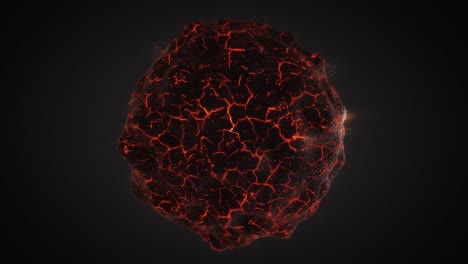 spinning lava ball with cracked surface - animation