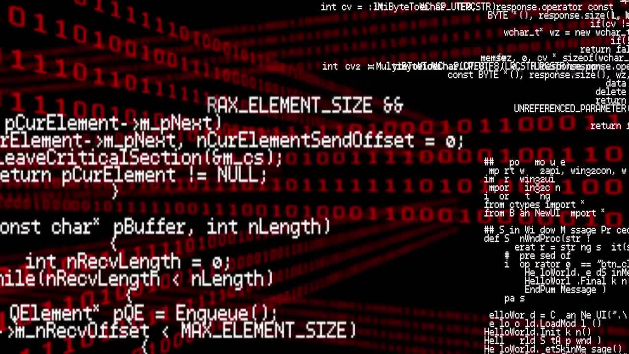 animación del procesamiento de datos y codificación binaria sobre fondo negro