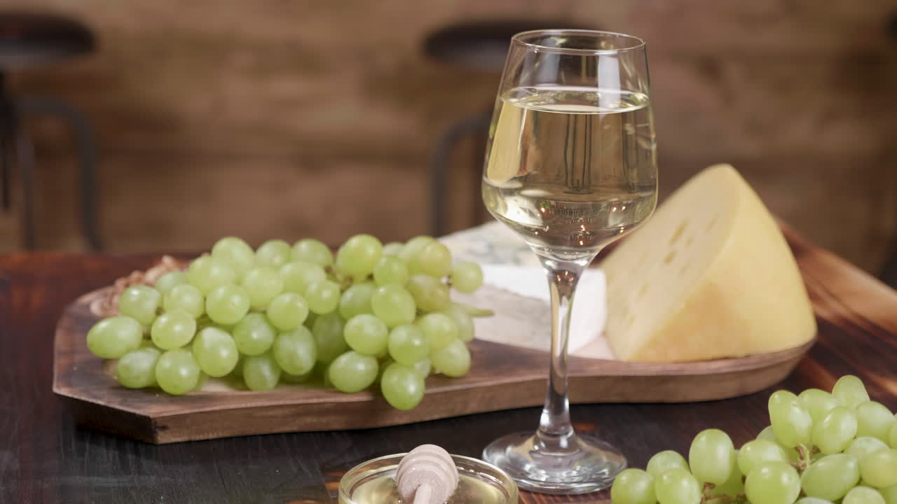 Wine, Cheese, and Grapes Still Life