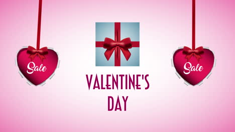 valentines day animated card with gift and hearts