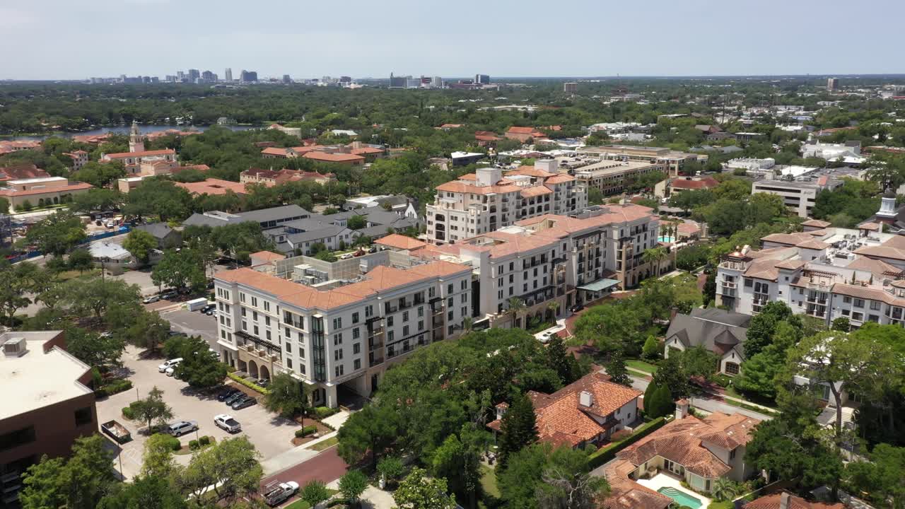 The Residences of Winter Park And The Alfond Inn Hotel In Winter Park, United States. Aerial Drone Shot