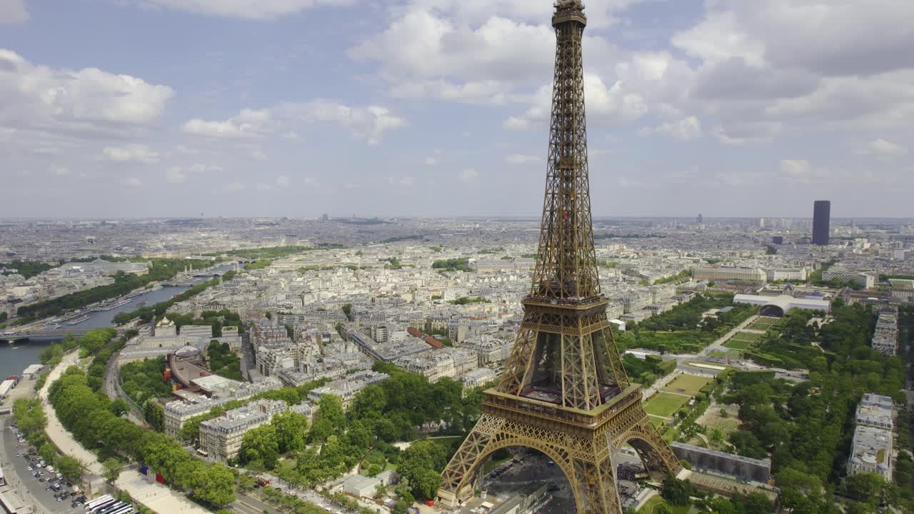 Aerial View of the Eiffel Tower and Paris Cityscape