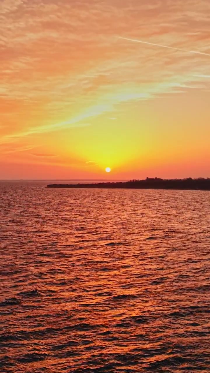 Sunset over the sea in Nesebar, Bulgaria with vibrant colors