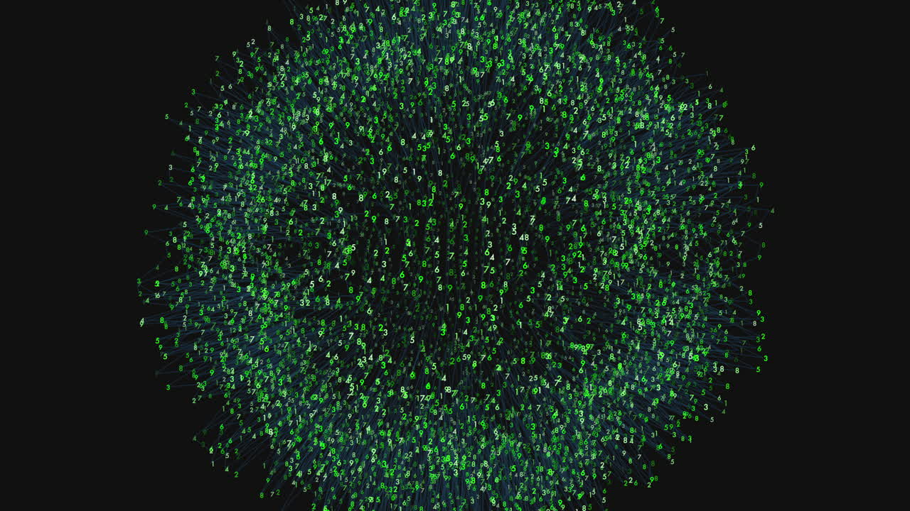 An artistic portrayal of a human face crafted from numerous green dots forming a circular pattern, emanating a radiant glow