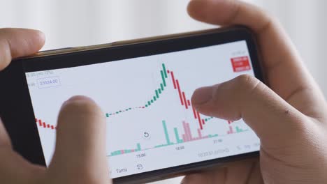 stock market analysis data graph of investment stock. stock trader analyzing bitcoin price trend.