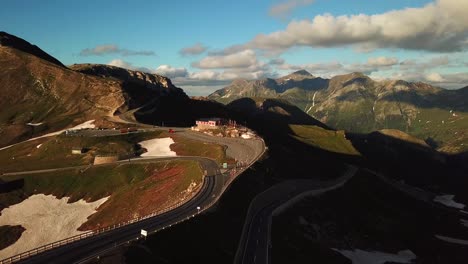 aerial landscape view of the alpine road grossglockner hochalpenstrasse, on the austrian mountains