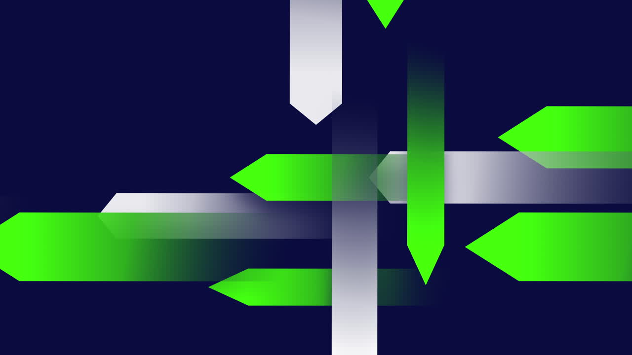 Moving Green and White Arrows Intersecting Abstract Background
