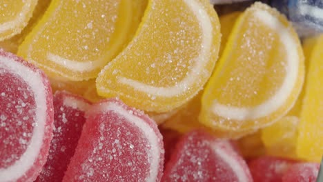 close-up of colorful sugar-coated jelly candies