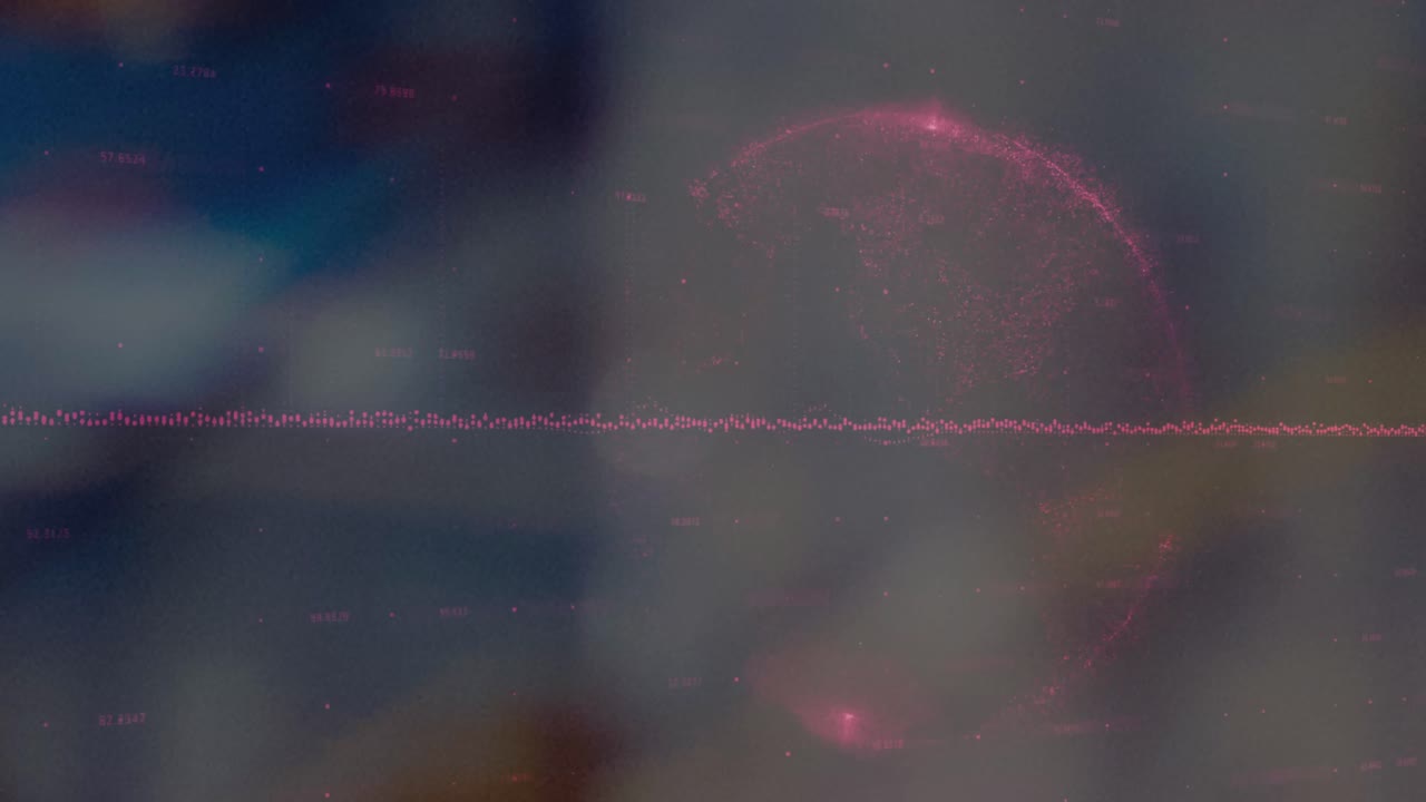 animación del procesamiento de datos en un fondo borroso