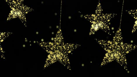 animation of dots over golden stars on black background