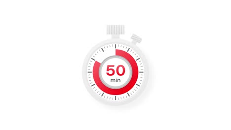 the 50 minutes timer. stopwatch icon in flat style. motion graphics.