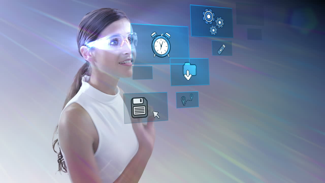 mujer de negocios con gafas futuristas