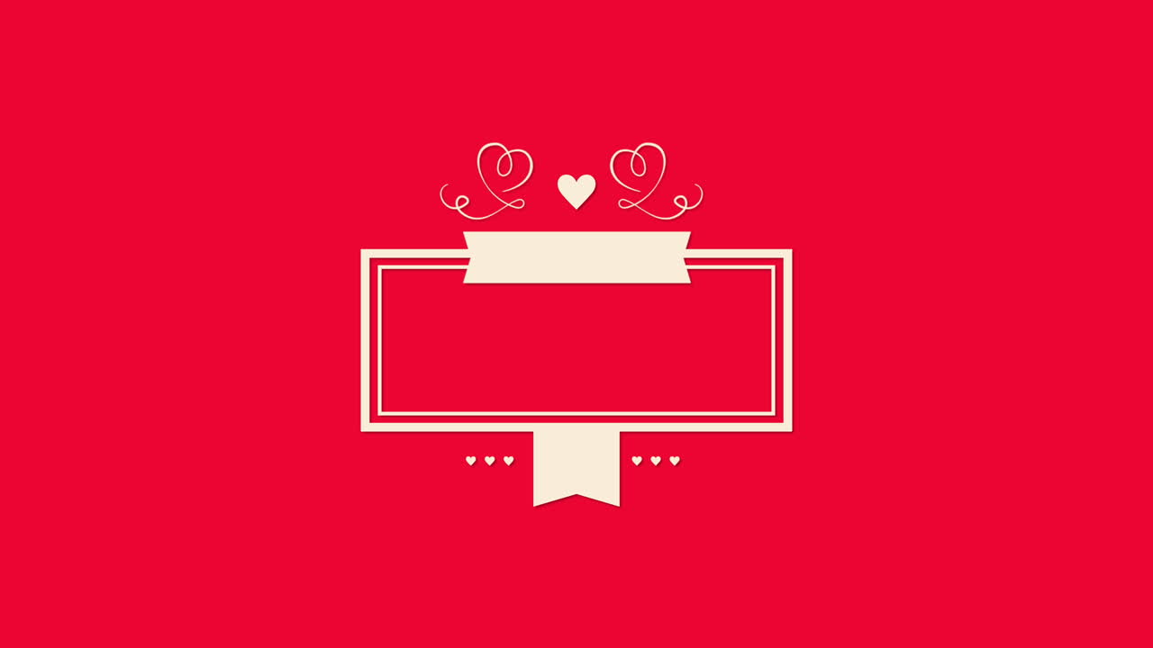 로맨틱 화이트 하트와 레드 그라데이션 프레임