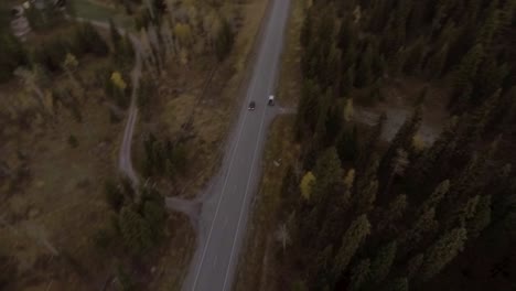 flying over a green forest, the sunrise begins to peak through the distant mountains