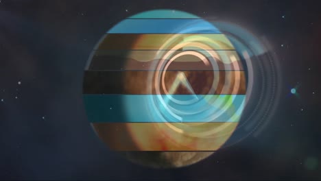 animación del planeta tierra multicolor, el sistema solar y el espacio sobre el tictac del reloj