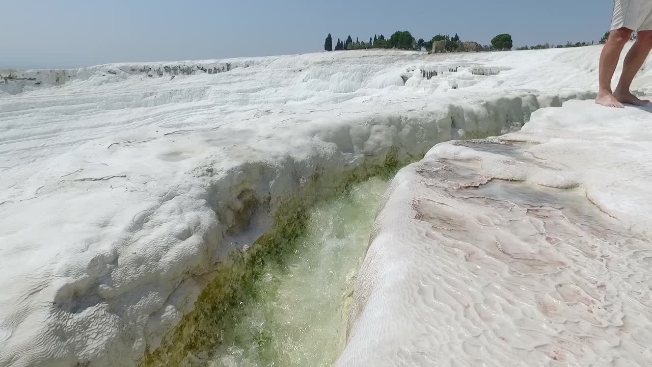 White travertine terraces on a hill - Pamukkale