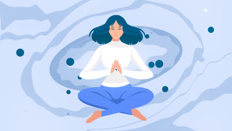 Una-Animación-De-Una-Ilustración-Plana-De-Personas-Meditando.