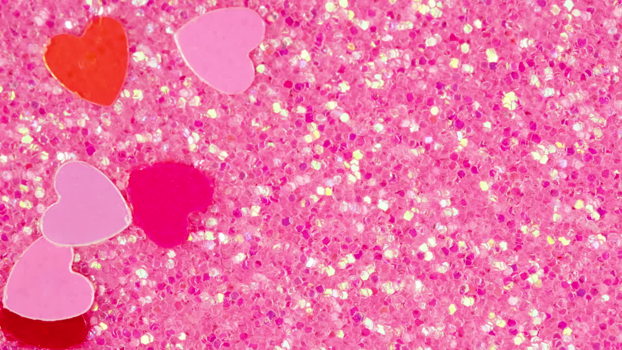 Pink Glitter Background with Hearts