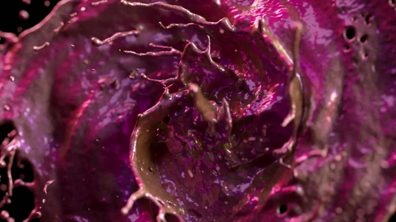 salpicaduras líquidas púrpuras y doradas