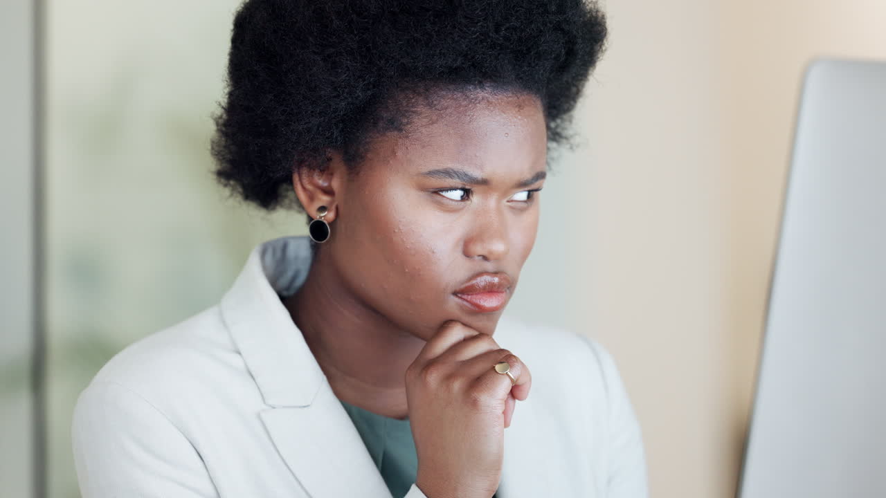 A concentrating female financial manager trying to