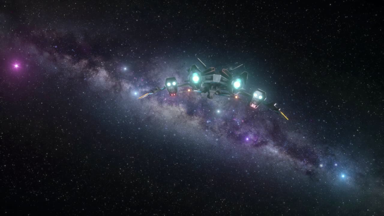 Futuristic Spaceship at Warp - Back