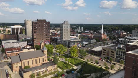 jackson, michigan skyline drone moving in