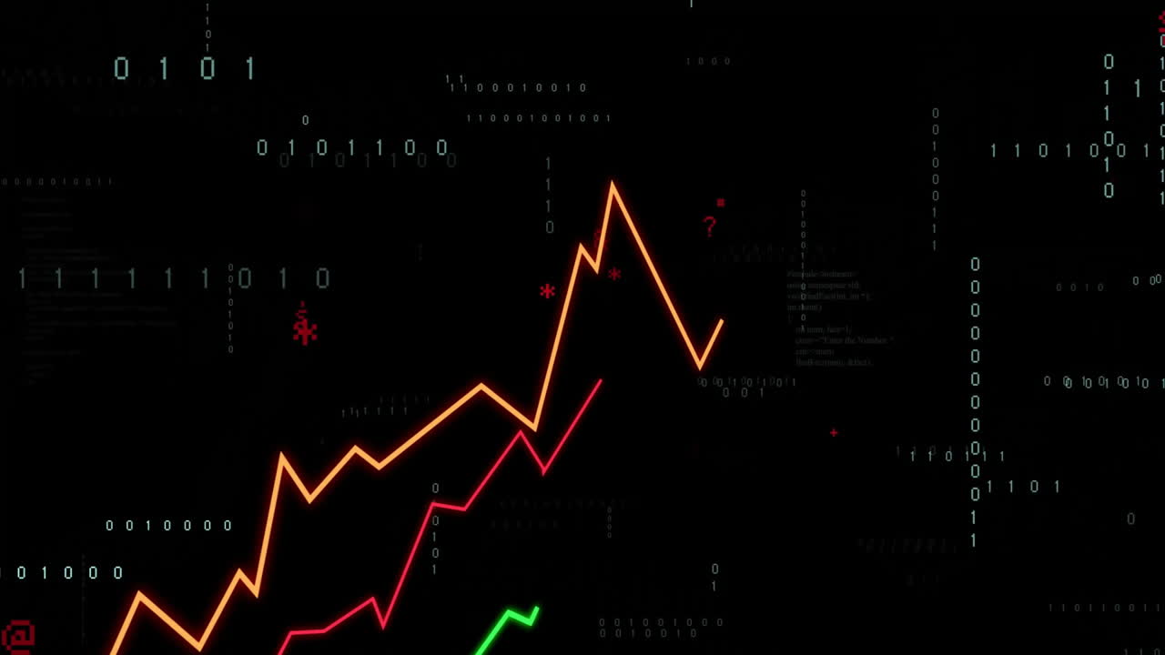 Animazione dell'elaborazione dati su sfondo nero