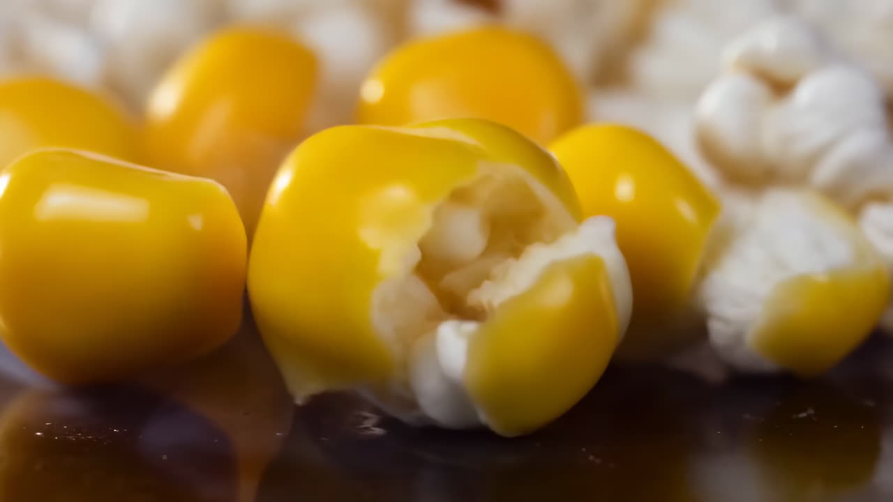 Close-up of Corn Kernels and Popcorn