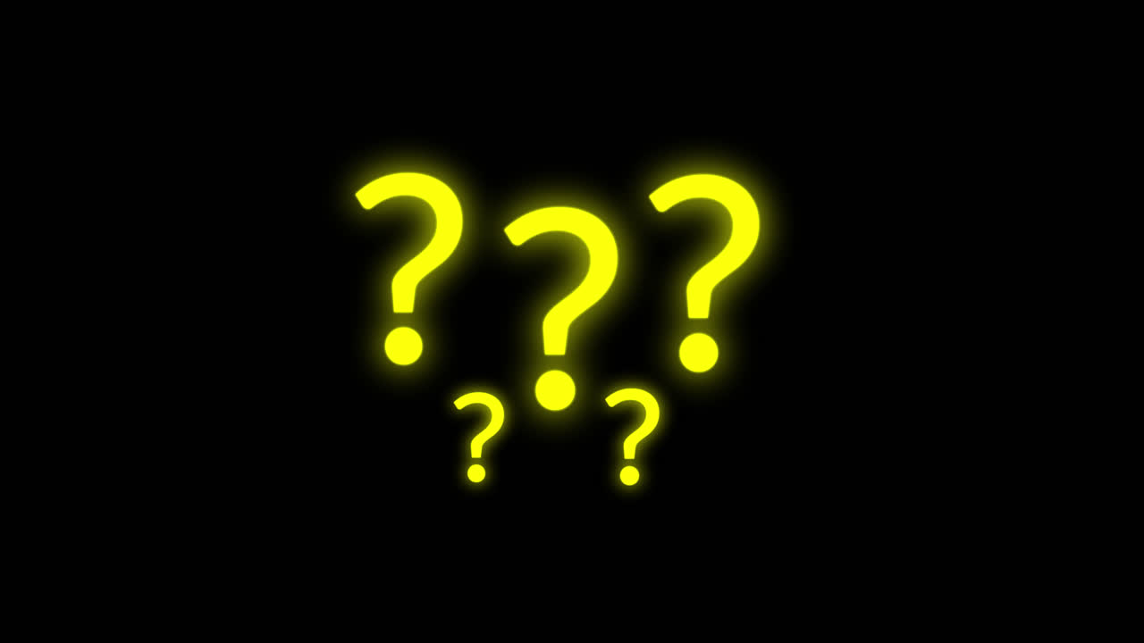 Animated Yellow Question Marks Appearing on Black Background
