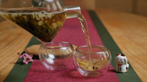 pouring herbal tea