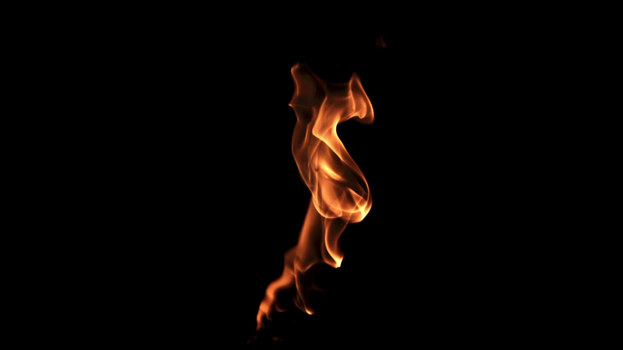 Isolated Flame Burning and Flickering on a Black Background
