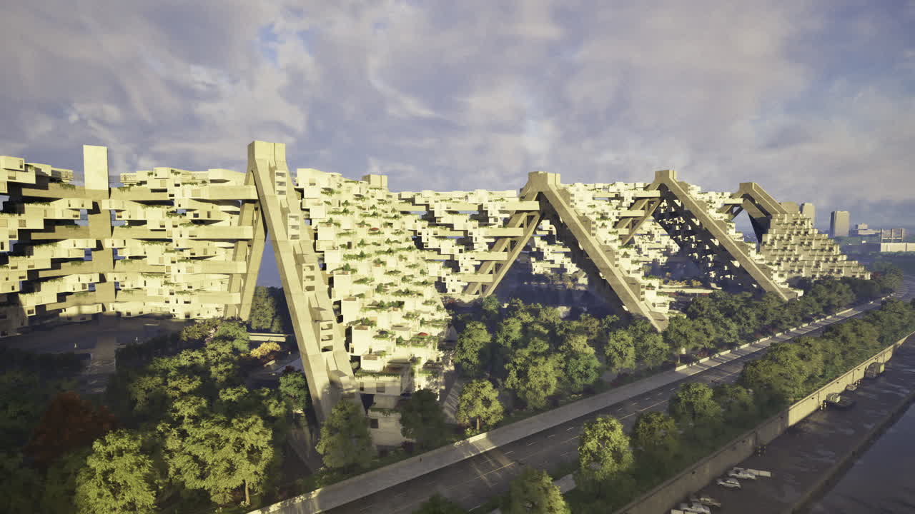 Modern architecture integrating the environment in urban settings