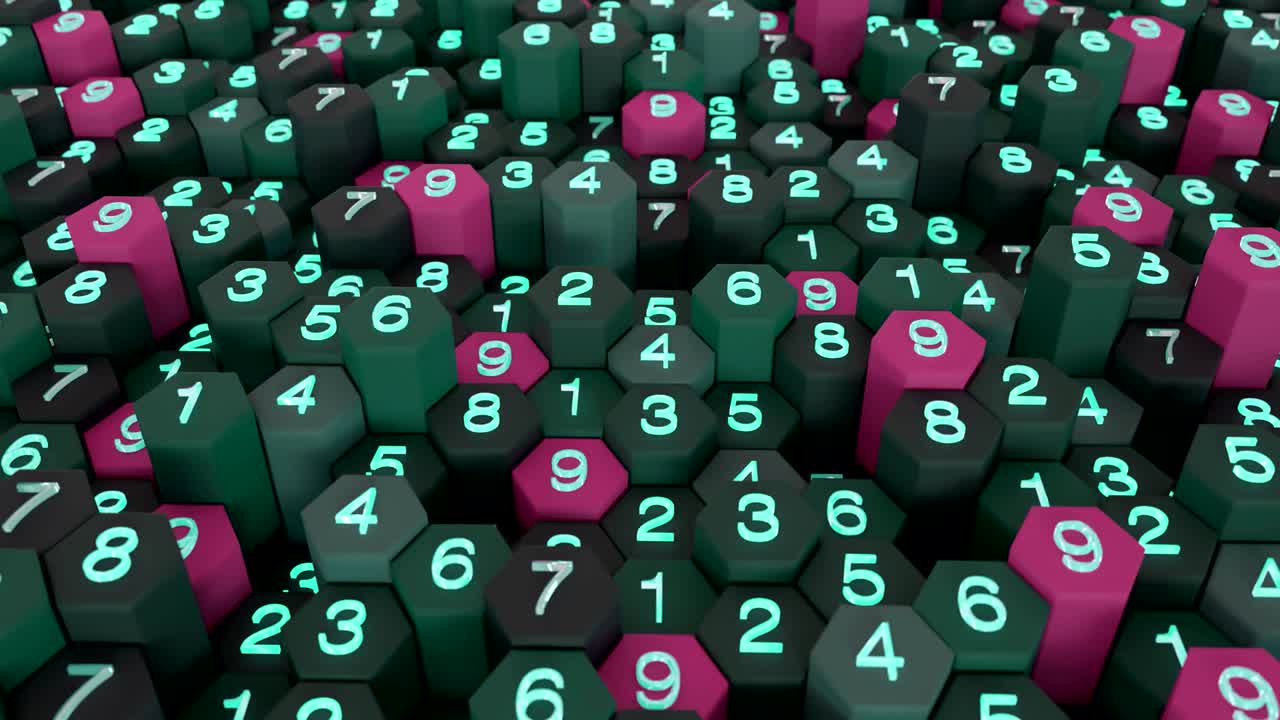 4k cuadrícula de panal abstracta con números aleatorios.
