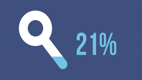 search progress with magnifying glass shape and increasing percentage 4k