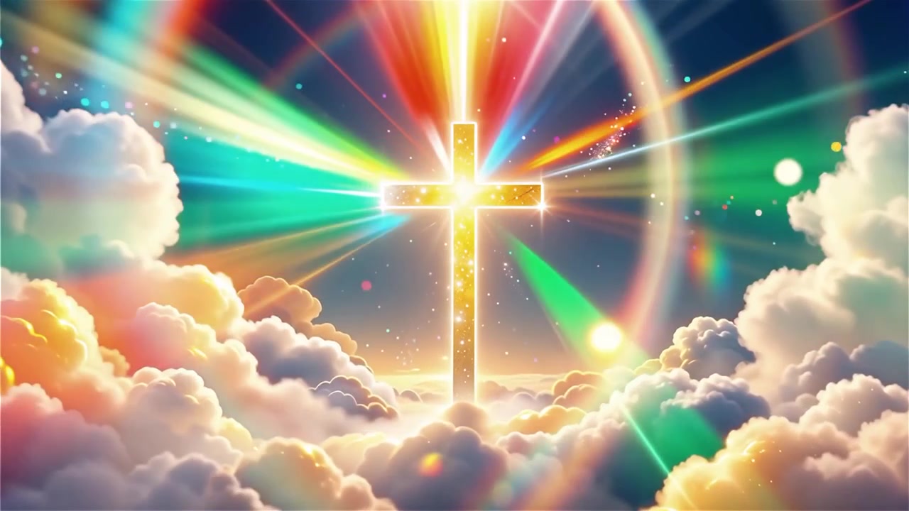 Christian Cross Heavenly Light Worship Background