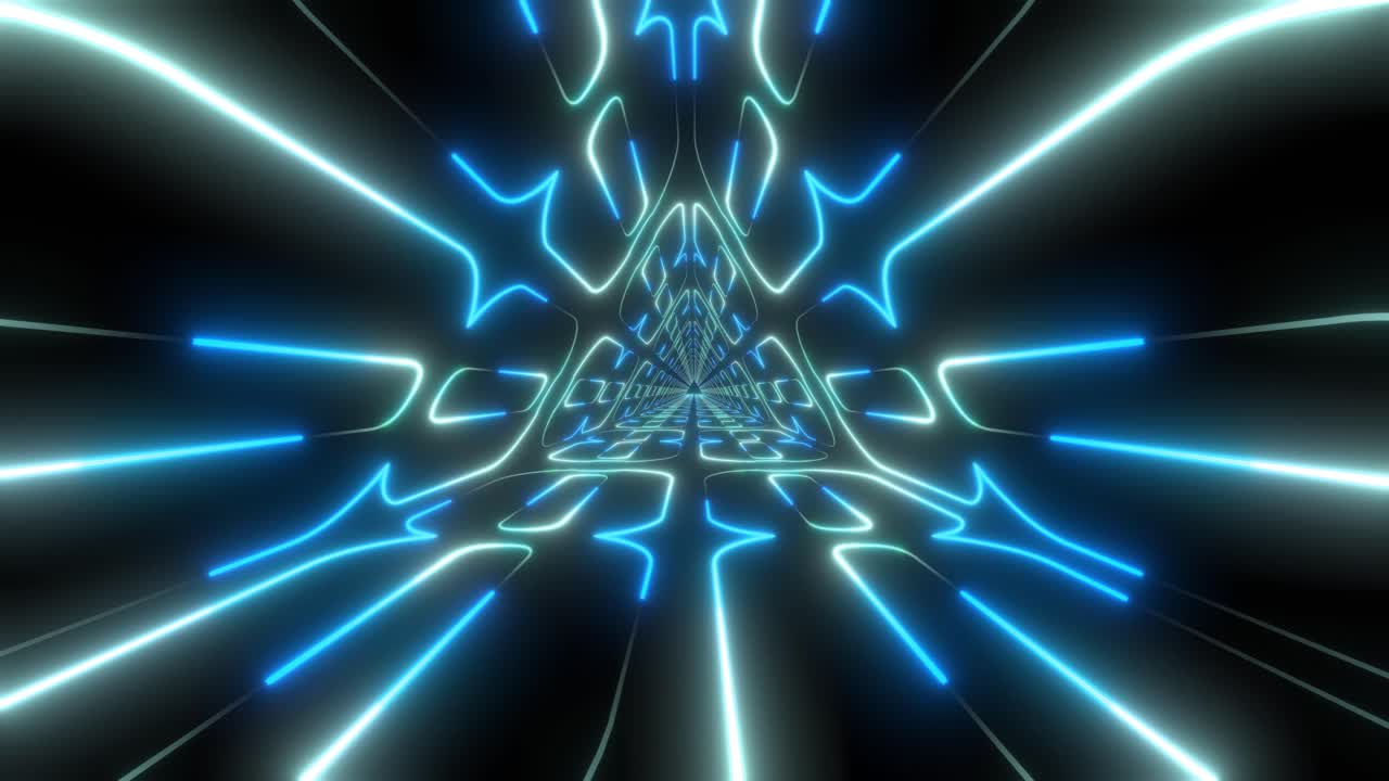 túnel de triángulo brillante de neón