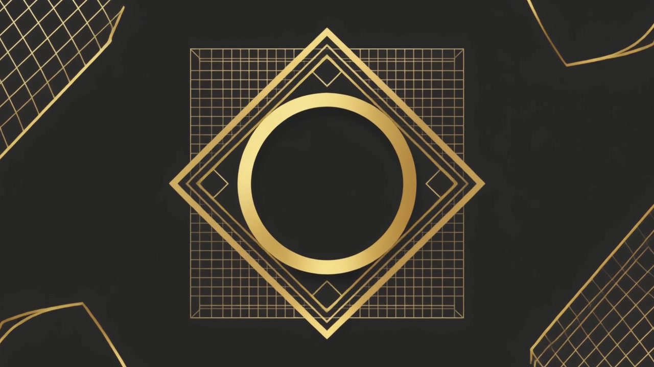 Elegant Gold Geometric Shapes Animated on a Dark Background