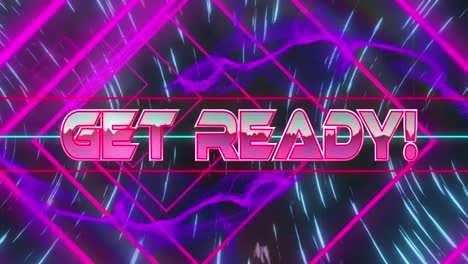 animation of get ready text over neon lines and network of light trails