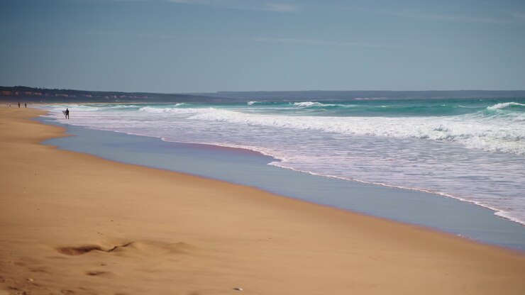 Scène de plage avec vagues et personnes