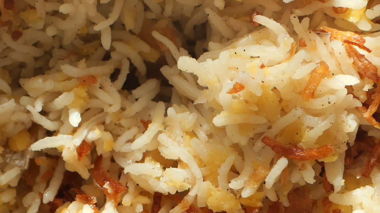 Close-up of Rice with Fried Onions