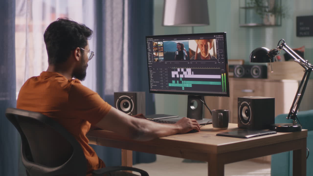 Video Editor Working on a Project at Home