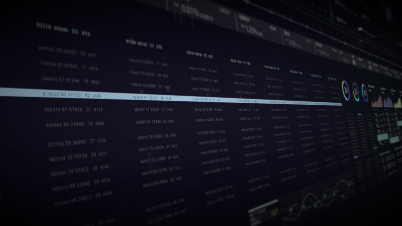 Computer screen displaying data