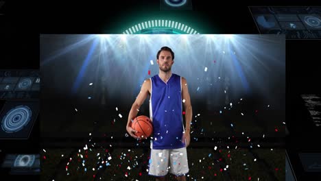 Animation-of-scope-scanning-over-caucasian-male-basketball-player