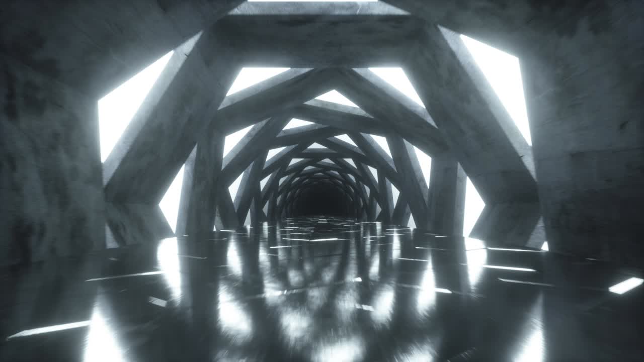 летая по светящемуся неоновому коридору