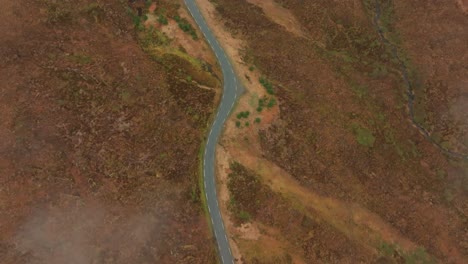 top down view of winding road on top of mountain in norway