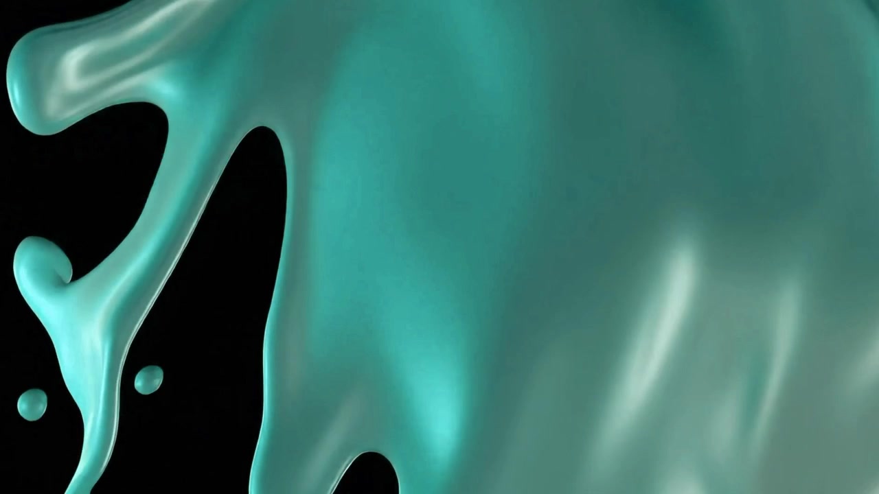 Liquido color verde acqua astratto che scorre e gocciola su sfondo nero