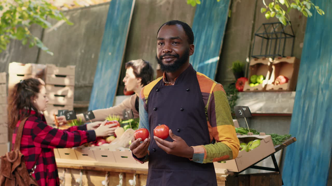 escena del mercado de agricultores